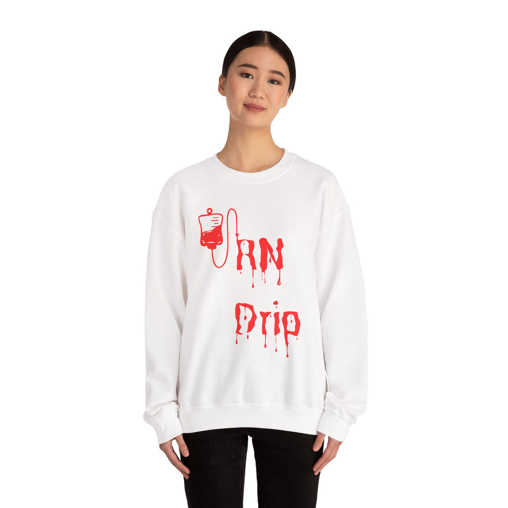 Crewneck Sweatshirt - "RN Drip" Blood Bag Medical Humor Tee