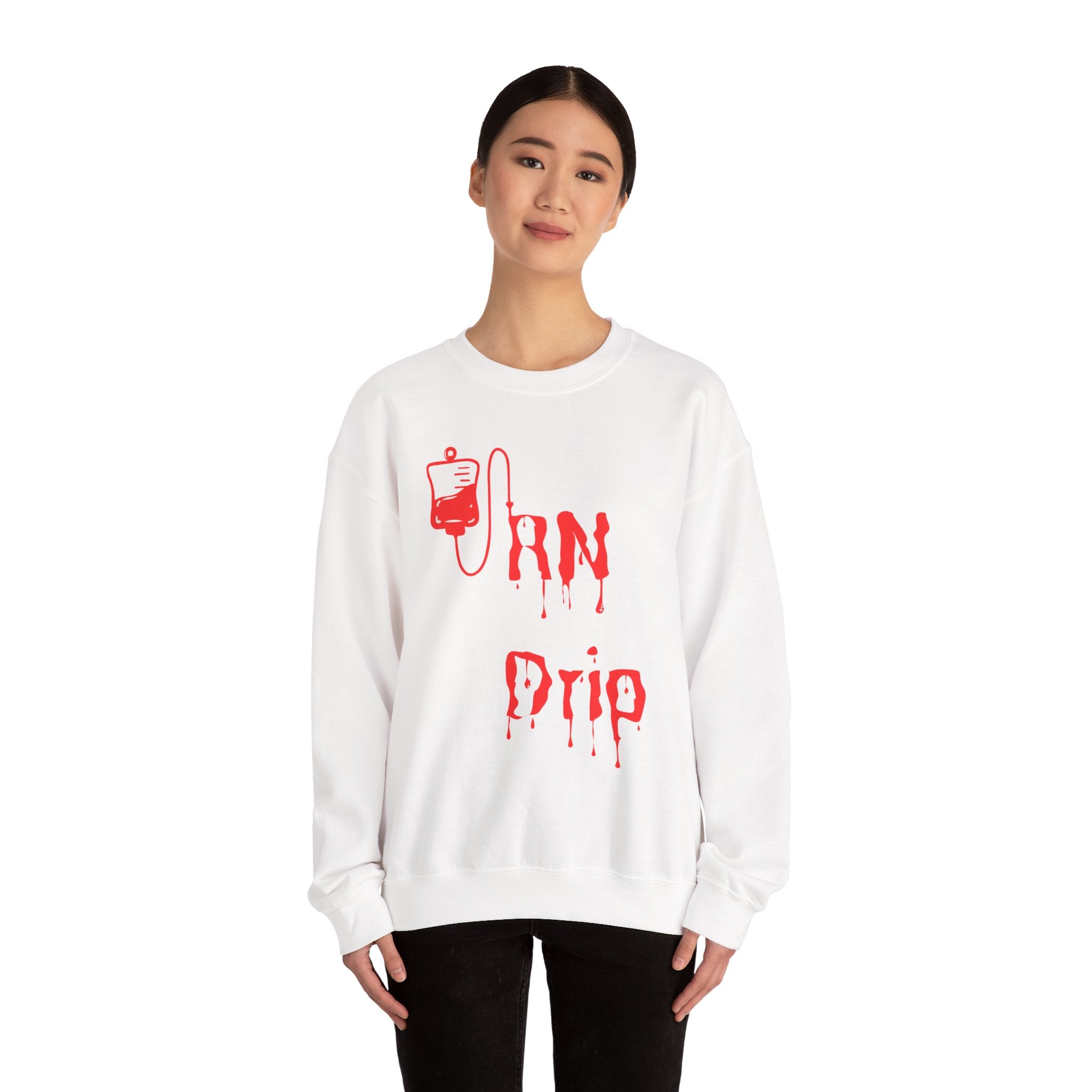 Crewneck Sweatshirt - "RN Drip" Blood Bag Medical Humor Tee
