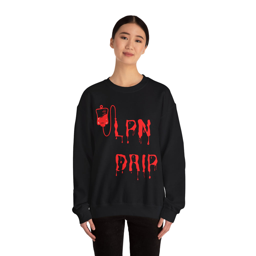 Crewneck Sweatshirt "Lipn Drip" Red Drip Graphic - Gothic Vampire Aesthetic