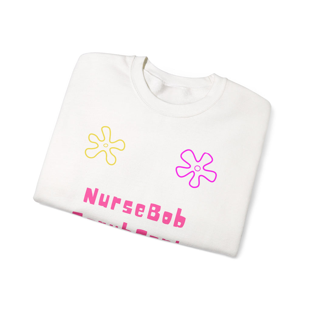 NurseBob ScrubPants Crewneck Sweatshirt — Cute Nurse Sponge-Inspired Graphic