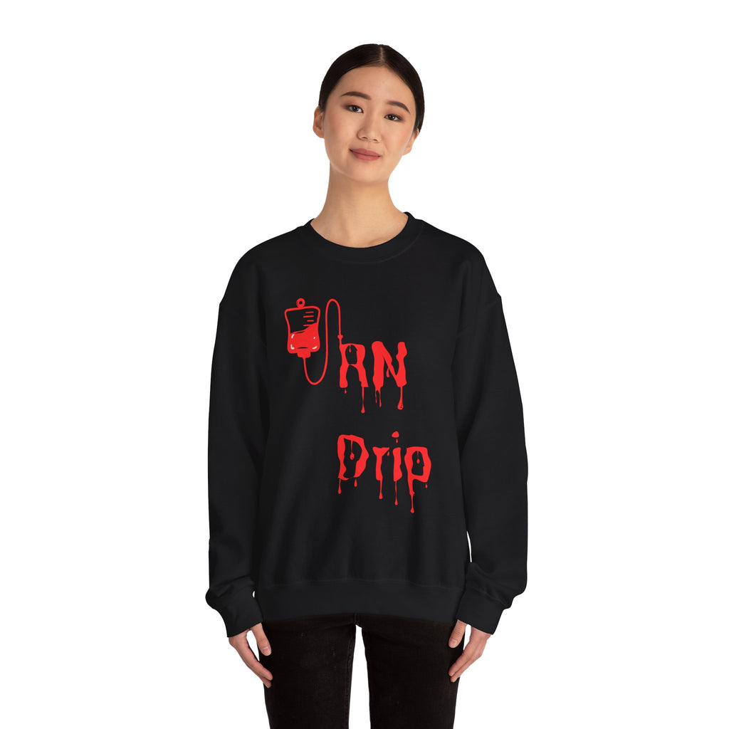 Crewneck Sweatshirt - "RN Drip" Blood Bag Medical Humor Tee