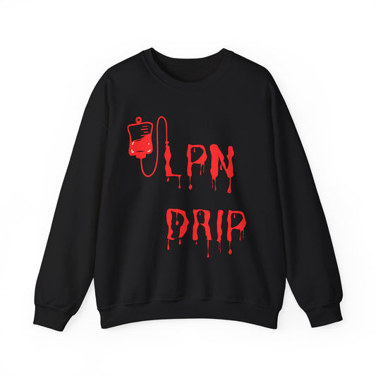 Crewneck Sweatshirt "Lipn Drip" Red Drip Graphic - Gothic Vampire Aesthetic