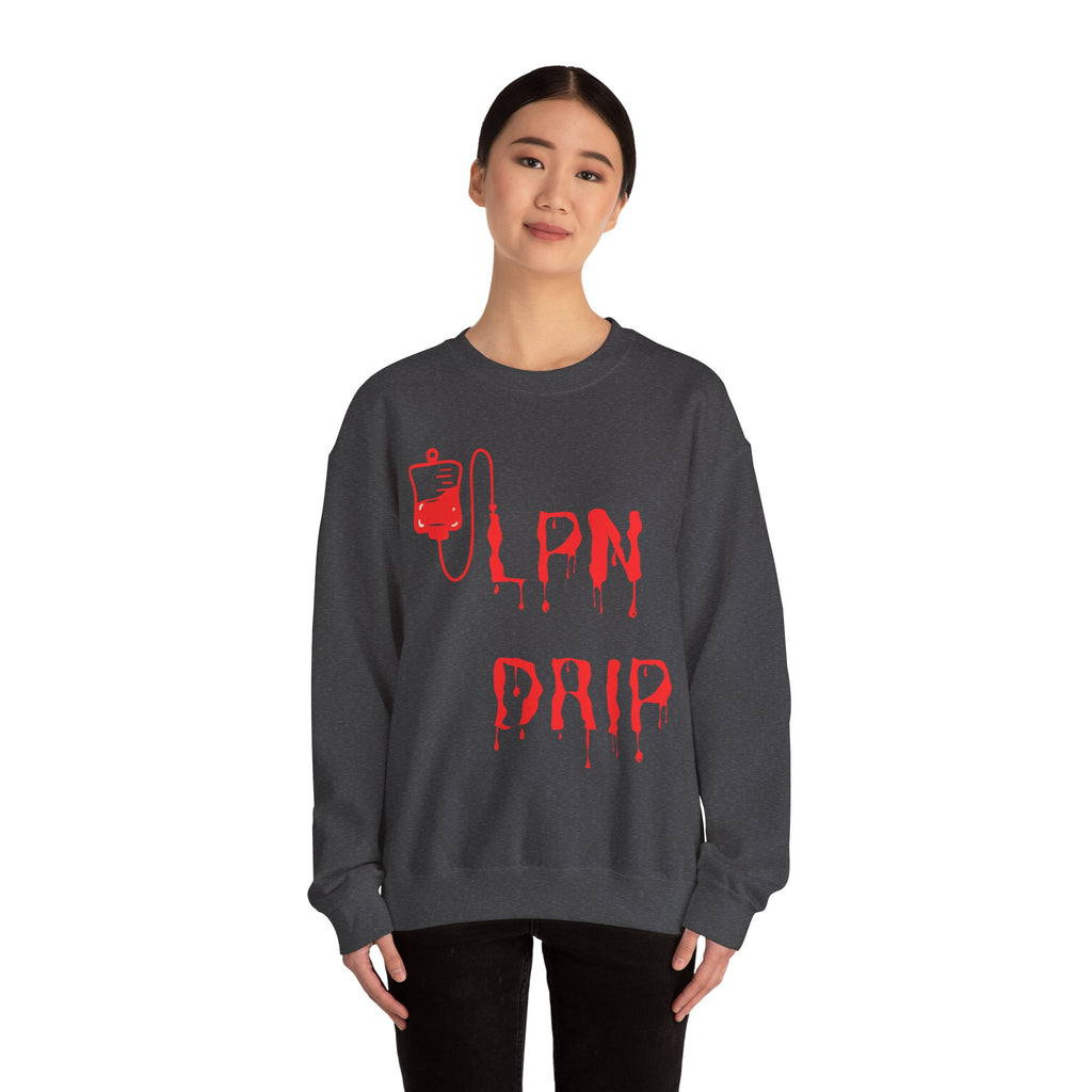 Crewneck Sweatshirt "Lipn Drip" Red Drip Graphic - Gothic Vampire Aesthetic