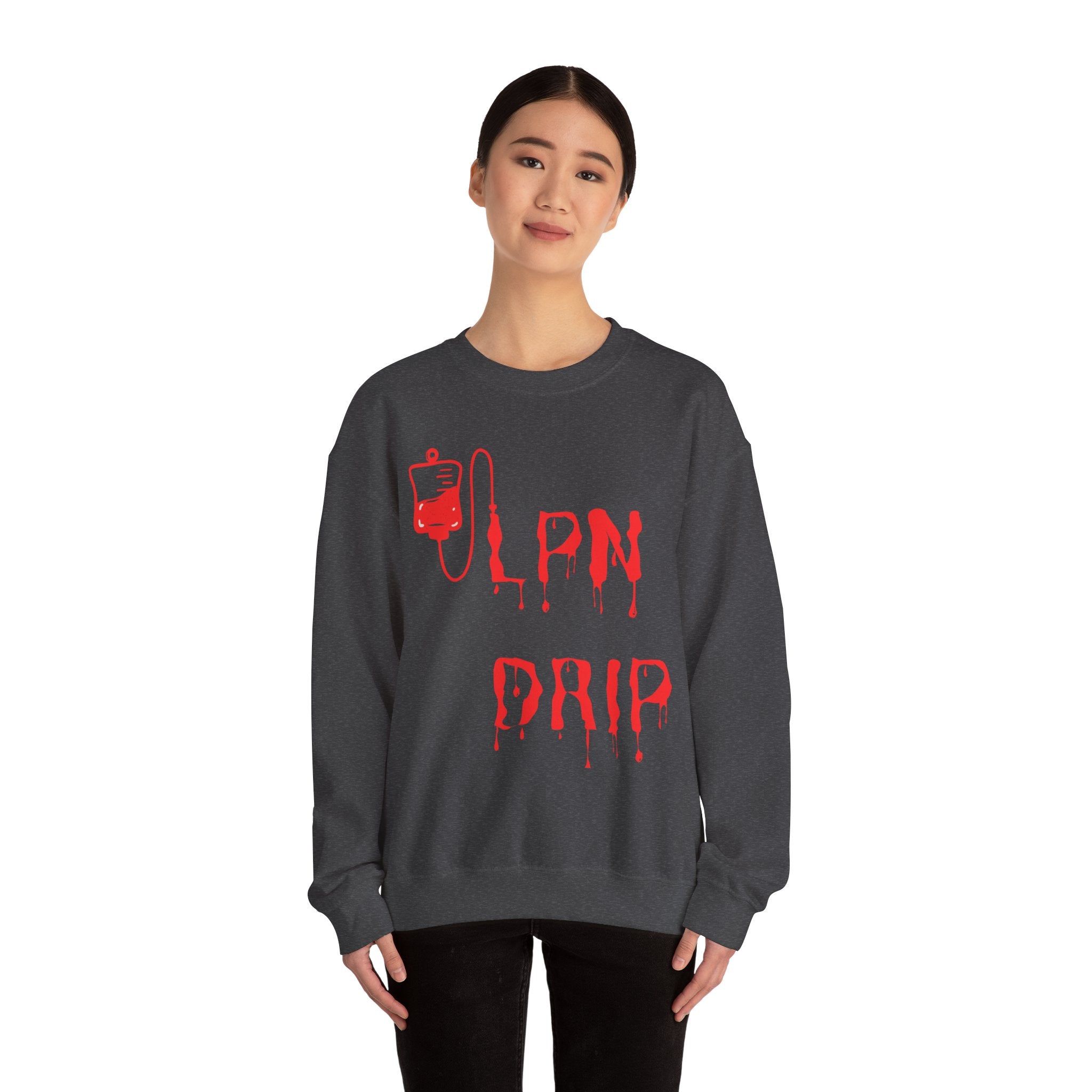 Crewneck Sweatshirt "Lipn Drip" Red Drip Graphic - Gothic Vampire Aesthetic