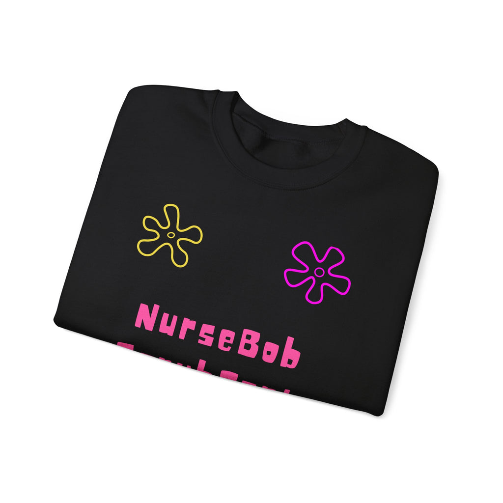 NurseBob ScrubPants Crewneck Sweatshirt — Cute Nurse Sponge-Inspired Graphic