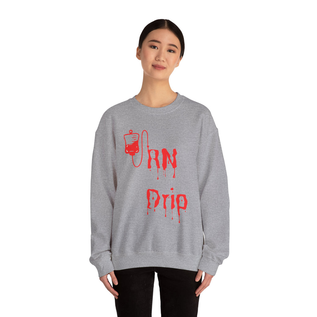 Crewneck Sweatshirt - "RN Drip" Blood Bag Medical Humor Tee