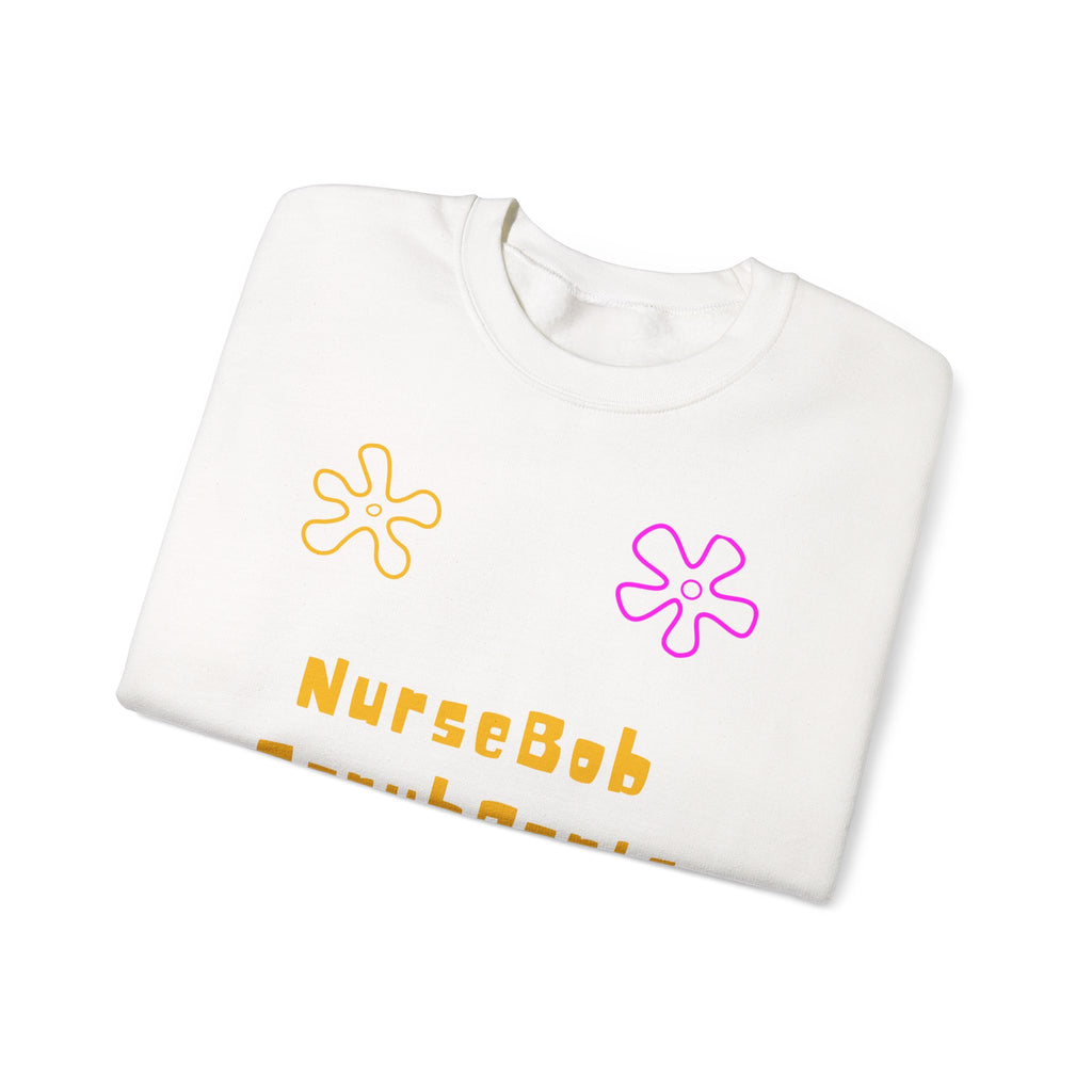 NurseBob ScrubPants Crewneck Sweatshirt — Cute Nurse Cartoon Pineapple & Jellyfish Design