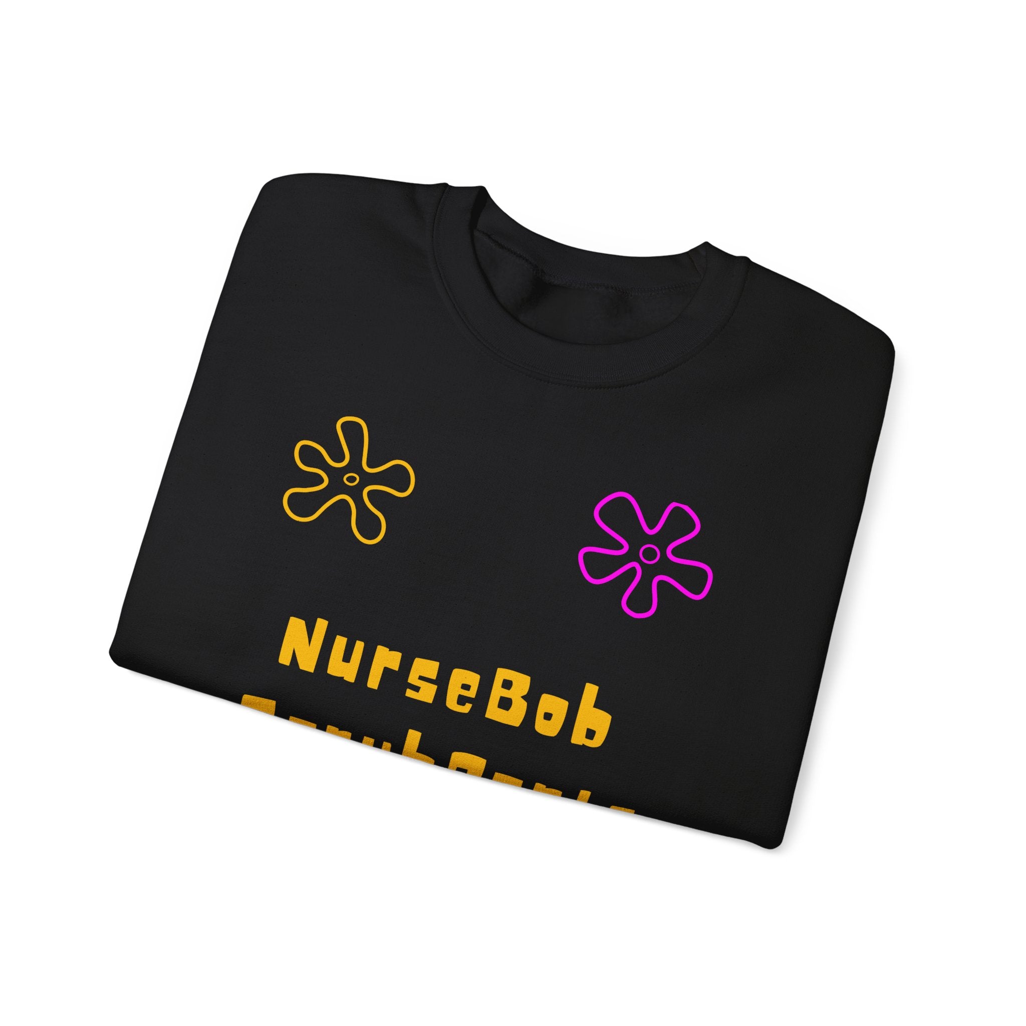 NurseBob ScrubPants Crewneck Sweatshirt — Cute Nurse Cartoon Pineapple & Jellyfish Design